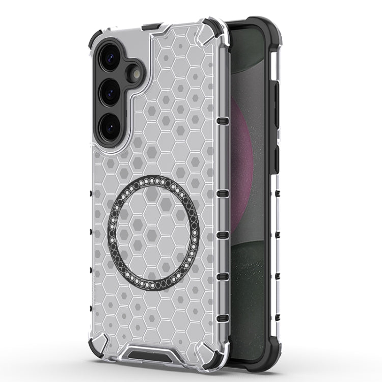 or Samsung Galaxy S25+ 5G Honeycomb Magnetic Ring Shockproof Phone Case(White) - Galaxy S25+ 5G Cases by PMC TechLife | Online Shopping South Africa | PMC TechLife | Buy Now Pay Later Mobicred