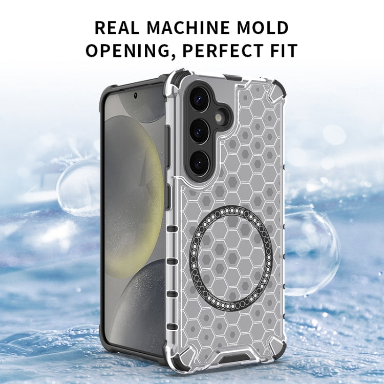 or Samsung Galaxy S25+ 5G Honeycomb Magnetic Ring Shockproof Phone Case(White) - Galaxy S25+ 5G Cases by PMC TechLife | Online Shopping South Africa | PMC TechLife | Buy Now Pay Later Mobicred