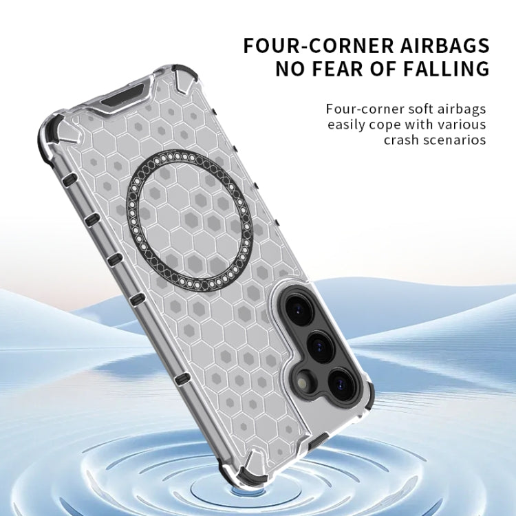 For Samsung Galaxy S25 Ultra 5G Honeycomb Magnetic Ring Shockproof Phone Case(White) - Galaxy S25 Ultra 5G Cases by PMC TechLife | Online Shopping South Africa | PMC TechLife | Buy Now Pay Later Mobicred