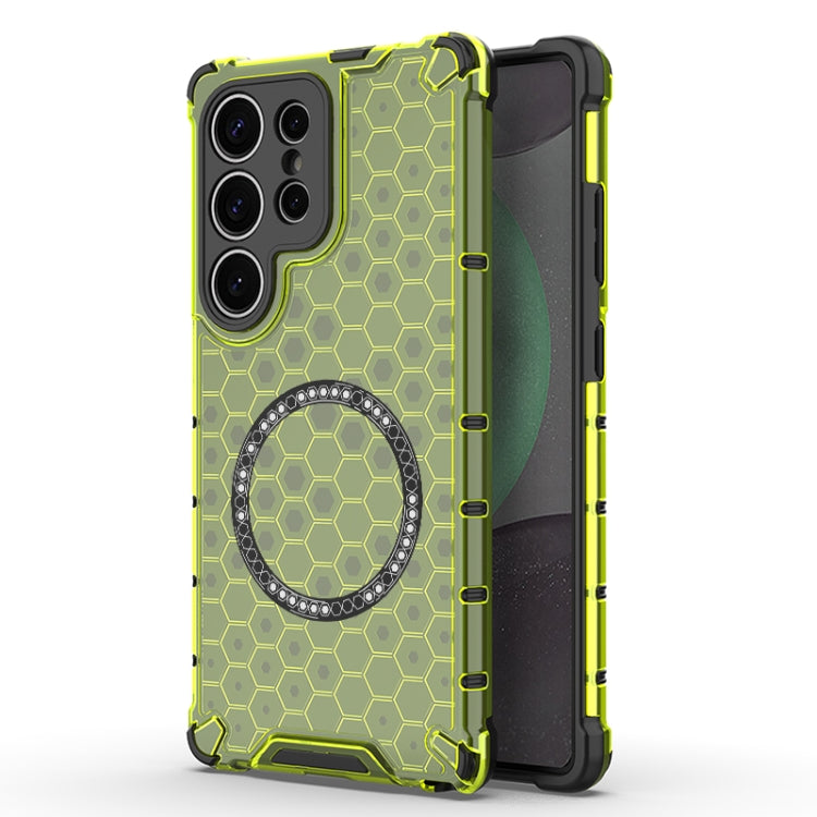 For Samsung Galaxy S25 Ultra 5G Honeycomb Magnetic Ring Shockproof Phone Case(Green) - Galaxy S25 Ultra 5G Cases by PMC TechLife | Online Shopping South Africa | PMC TechLife | Buy Now Pay Later Mobicred