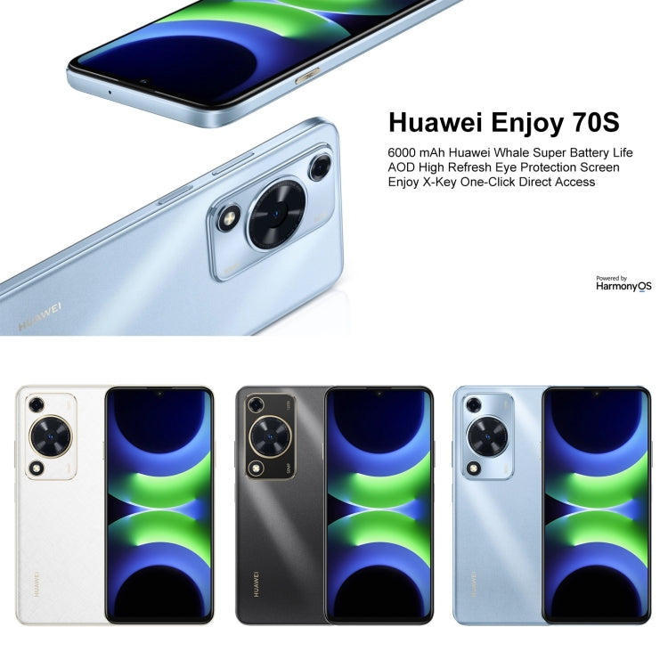 HUAWEI Enjoy 70S, 8GB+128GB, Side Fingerprint Identification, 6.75 inch HarmonyOS 4.2 Octa Core 2.4GHz, Network: 4G, Not Support Google Play(Blue) - free shipping - PMC Jewellery - Order now!