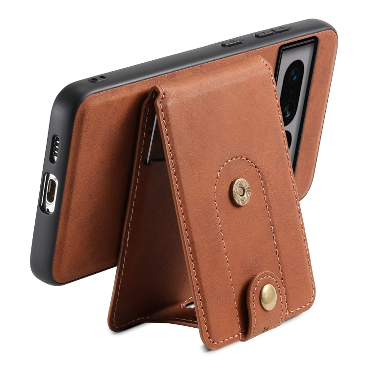 For Google Pixel 7 Pro 5G Denior D14 NK Retro Pattern MagSafe Magnetic Card Holder Leather Phone Case(Brown) - Google Cases by Denior | Online Shopping South Africa | PMC TechLife | Buy Now Pay Later Mobicred