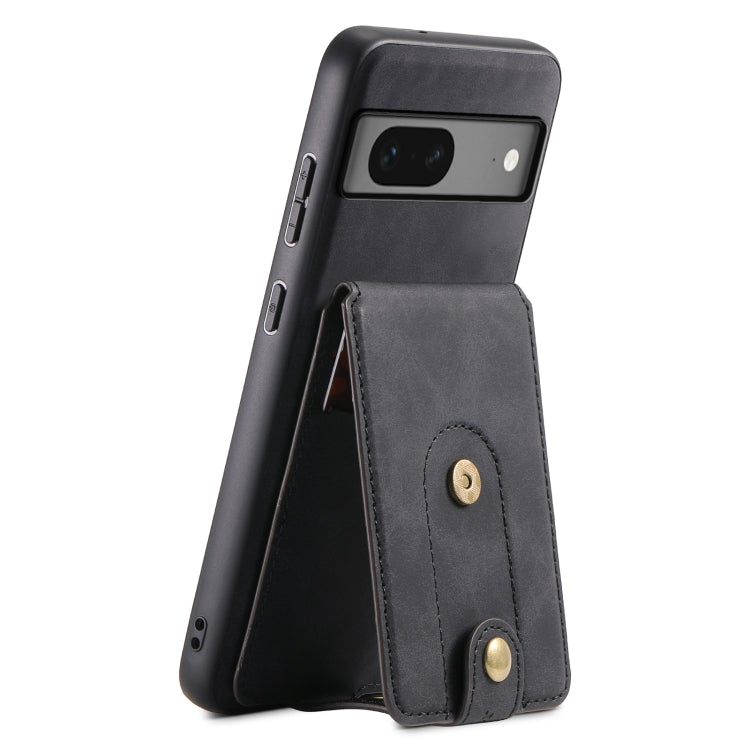 For Google Pixel 7 5G Denior D14 NK Retro Pattern MagSafe Magnetic Card Holder Leather Phone Case(Black) - Google Cases by Denior | Online Shopping South Africa | PMC TechLife | Buy Now Pay Later Mobicred