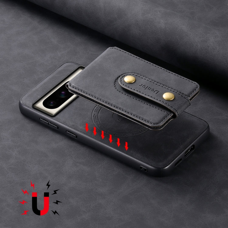 For Google Pixel 8 Pro Denior D14 NK Retro Pattern MagSafe Magnetic Card Holder Leather Phone Case(Black) - Google Cases by Denior | Online Shopping South Africa | PMC TechLife | Buy Now Pay Later Mobicred