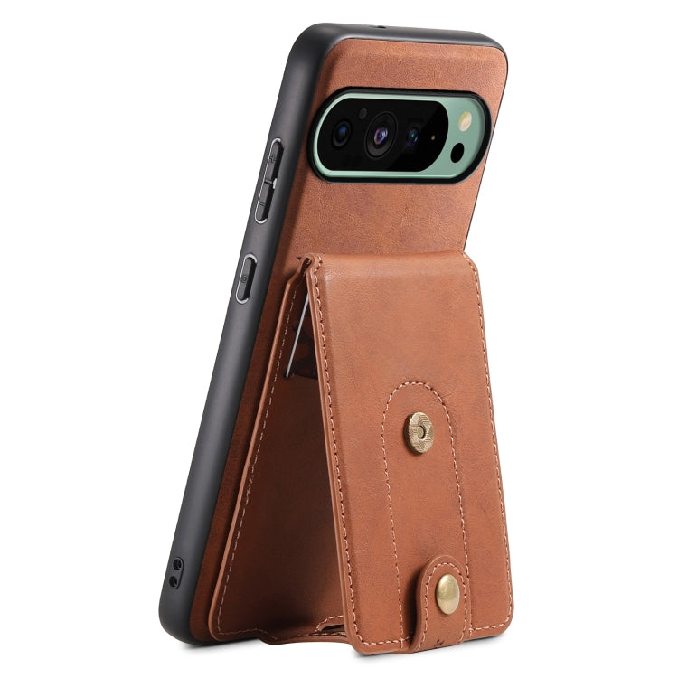 For Google Pixel 9 Denior D14 NK Retro Pattern MagSafe Magnetic Card Holder Leather Phone Case(Brown) - Google Cases by Denior | Online Shopping South Africa | PMC TechLife | Buy Now Pay Later Mobicred