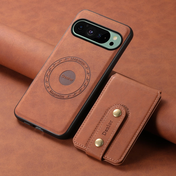 For Google Pixel 9 Denior D14 NK Retro Pattern MagSafe Magnetic Card Holder Leather Phone Case(Brown) - Google Cases by Denior | Online Shopping South Africa | PMC TechLife | Buy Now Pay Later Mobicred