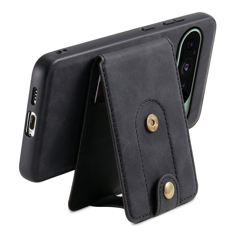For Google Pixel 9 Denior D14 NK Retro Pattern MagSafe Magnetic Card Holder Leather Phone Case(Black) - Google Cases by Denior | Online Shopping South Africa | PMC TechLife | Buy Now Pay Later Mobicred