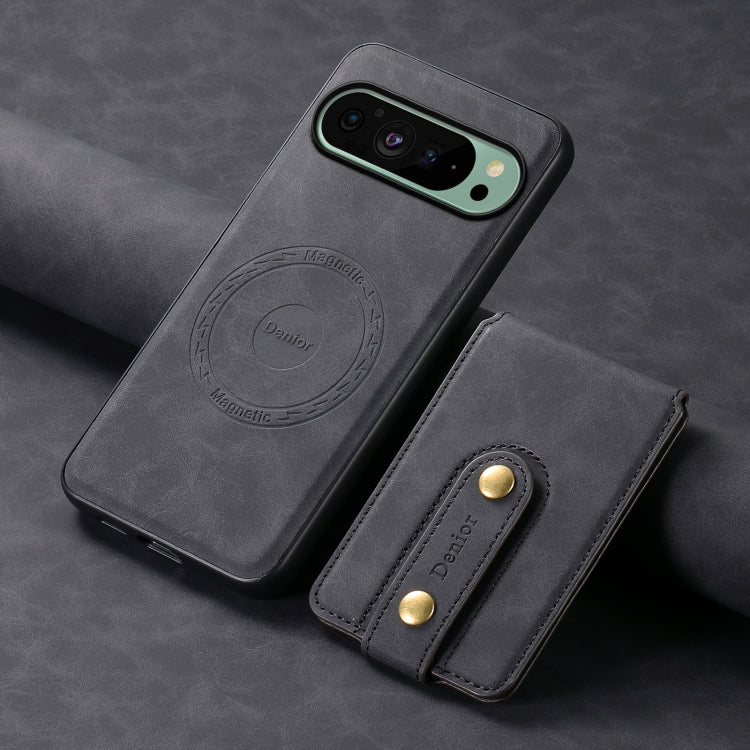 For Google Pixel 9 Denior D14 NK Retro Pattern MagSafe Magnetic Card Holder Leather Phone Case(Black) - Google Cases by Denior | Online Shopping South Africa | PMC TechLife | Buy Now Pay Later Mobicred