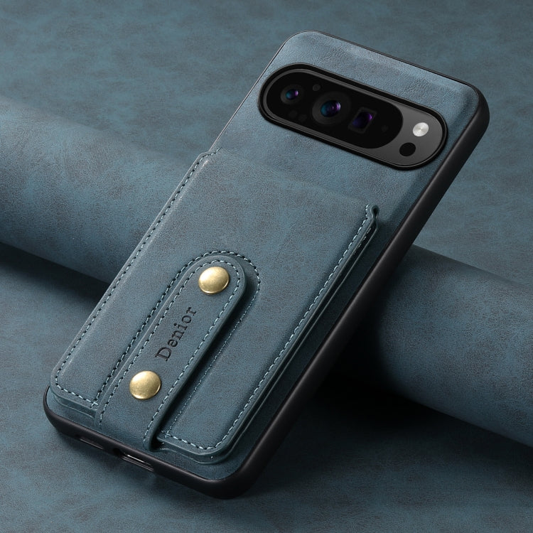For Google Pixel 9 Pro Denior D14 NK Retro Pattern MagSafe Magnetic Card Holder Leather Phone Case(Blue) - Google Cases by Denior | Online Shopping South Africa | PMC TechLife | Buy Now Pay Later Mobicred