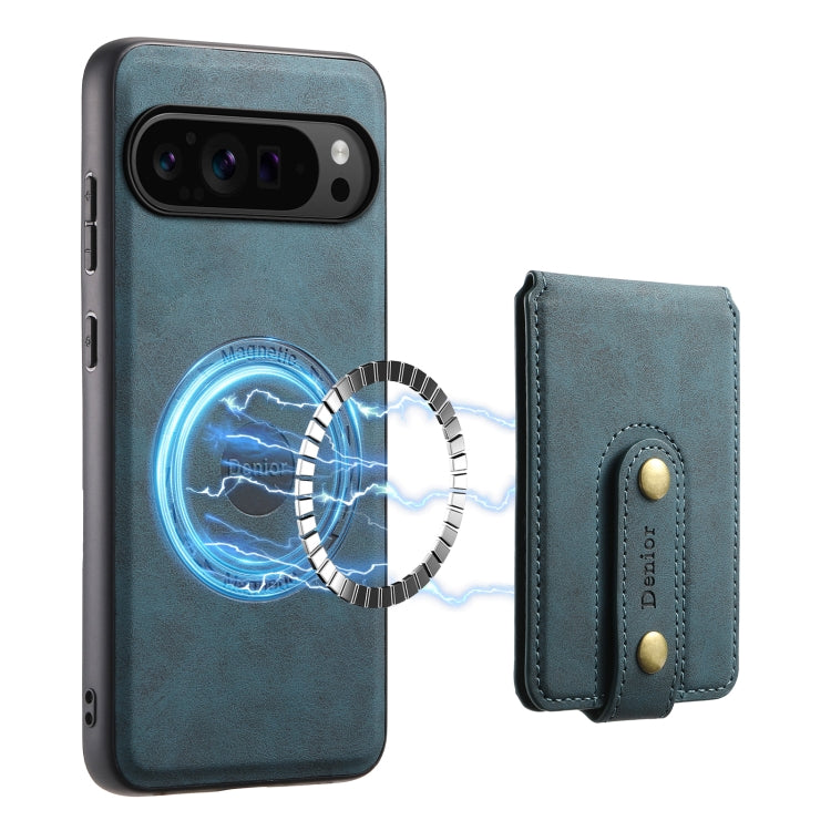 For Google Pixel 9 Pro Denior D14 NK Retro Pattern MagSafe Magnetic Card Holder Leather Phone Case(Blue) - Google Cases by Denior | Online Shopping South Africa | PMC TechLife | Buy Now Pay Later Mobicred