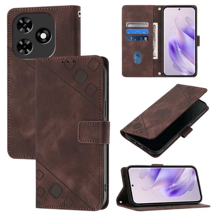 For Tecno Spark Go 2024 / Spark 20C Skin Feel Embossed Leather Phone Case(Brown) - Tecno Cases by PMC Jewellery | Online Shopping South Africa | PMC Jewellery | Buy Now Pay Later Mobicred