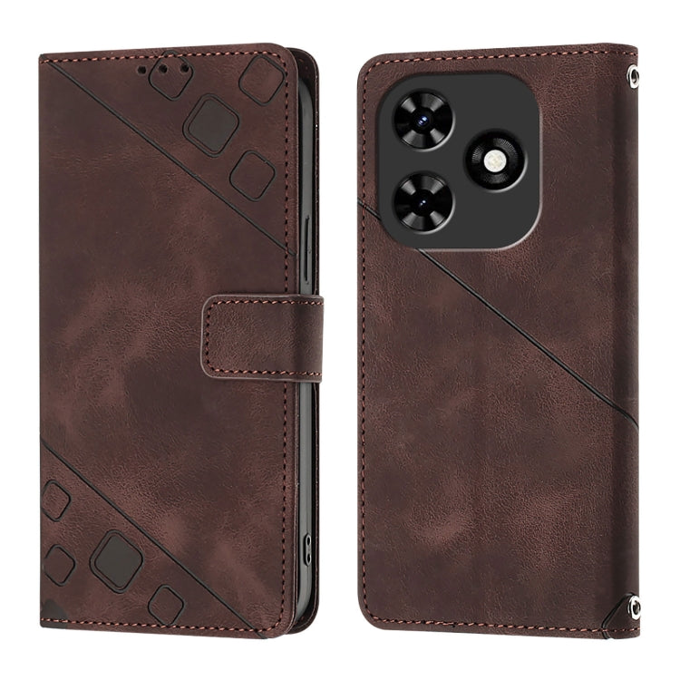 For Tecno Spark Go 2024 / Spark 20C Skin Feel Embossed Leather Phone Case(Brown) - Tecno Cases by PMC Jewellery | Online Shopping South Africa | PMC Jewellery | Buy Now Pay Later Mobicred