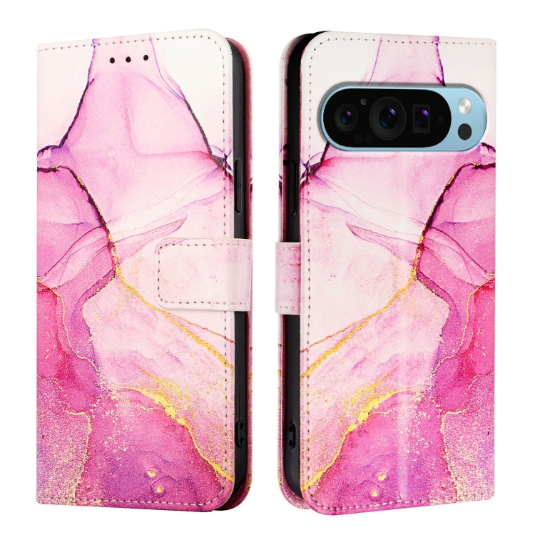 For Google Pixel 9 PT003 Marble Pattern Flip Leather Phone Case(Pink Purple Gold) - Google Cases by PMC TechLife | Online Shopping South Africa | PMC TechLife | Buy Now Pay Later Mobicred