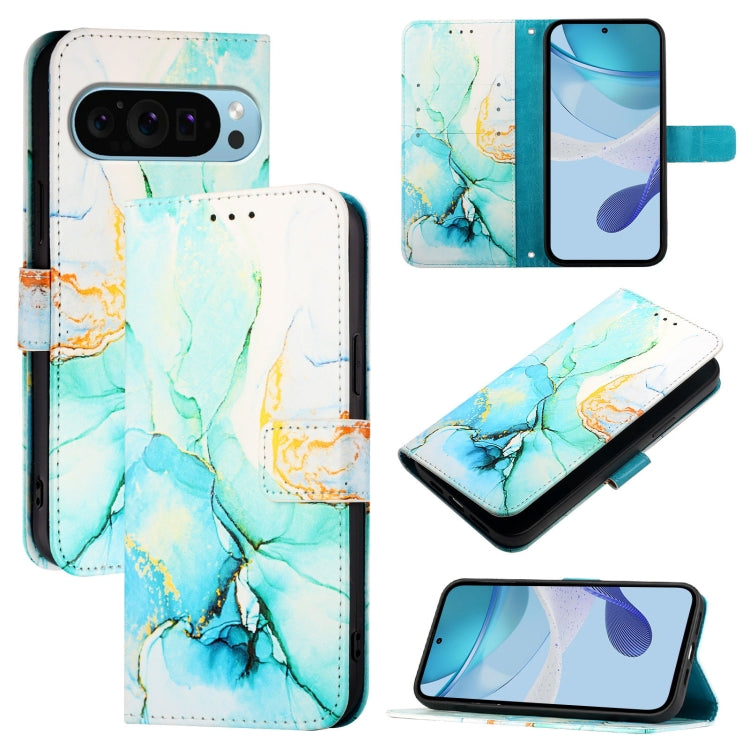 For Google Pixel 9 PT003 Marble Pattern Flip Leather Phone Case(Green) - Google Cases by PMC TechLife | Online Shopping South Africa | PMC TechLife | Buy Now Pay Later Mobicred