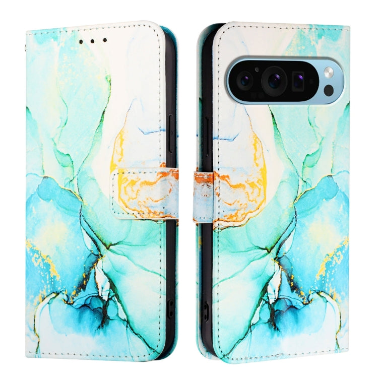For Google Pixel 9 Pro XL PT003 Marble Pattern Flip Leather Phone Case(Green) - Google Cases by PMC TechLife | Online Shopping South Africa | PMC TechLife | Buy Now Pay Later Mobicred
