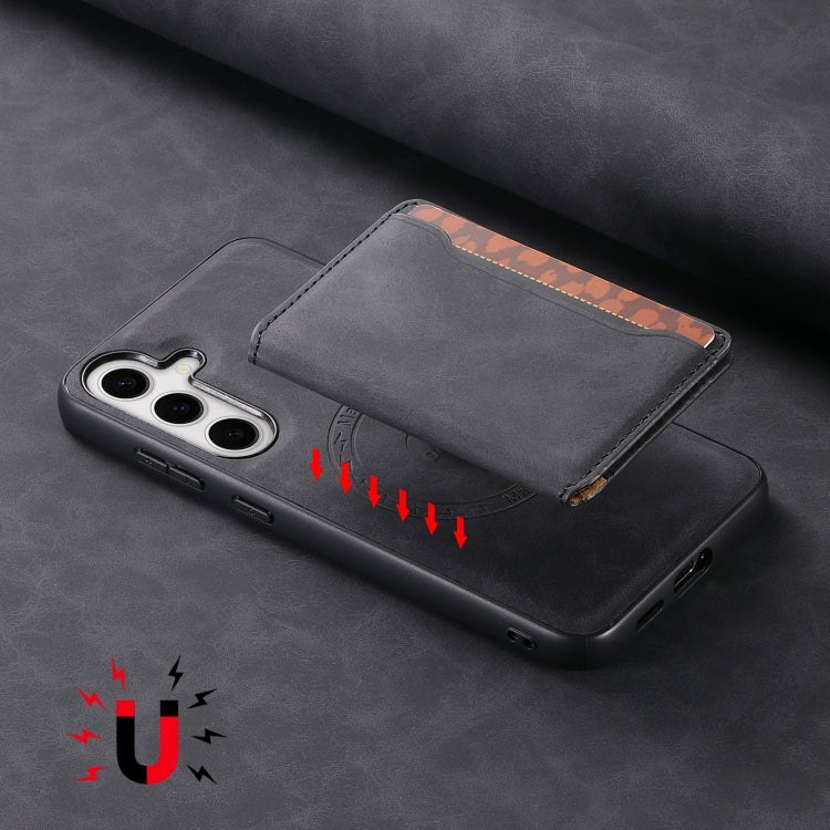 For Samsung Galaxy S24+ 5G Denior D13 Retro Texture Leather MagSafe Card Bag Phone Case(Black) - free shipping - PMC Jewellery - Order now!