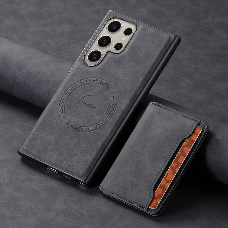 For Samsung Galaxy S24 Ultra 5G Denior D13 Retro Texture Leather MagSafe Card Bag Phone Case(Black) - free shipping - PMC Jewellery - Order now!