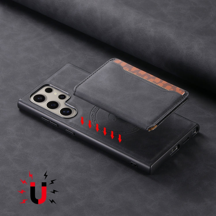 For Samsung Galaxy S24 Ultra 5G Denior D13 Retro Texture Leather MagSafe Card Bag Phone Case(Black) - free shipping - PMC Jewellery - Order now!