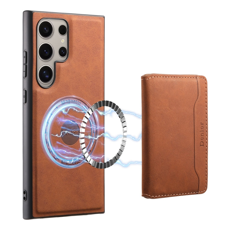 For Samsung Galaxy S24 Ultra 5G Denior D13 Retro Texture Leather MagSafe Card Bag Phone Case(Brown) - free shipping - PMC Jewellery - Order now!
