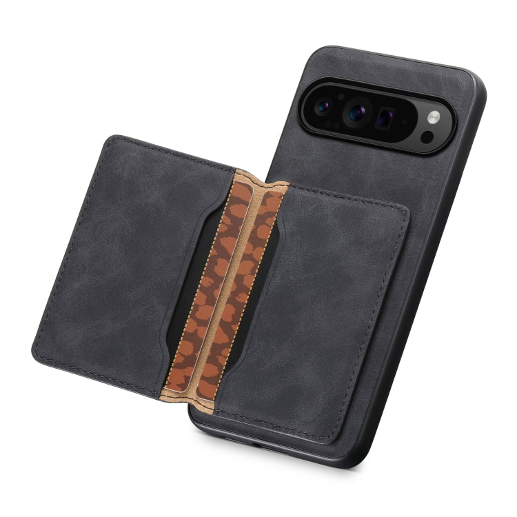 For Google Pixel 9 Pro Denior D13 Retro Texture Leather MagSafe Card Bag Phone Case(Black) - Google Cases by Denior | Online Shopping South Africa | PMC TechLife | Buy Now Pay Later Mobicred