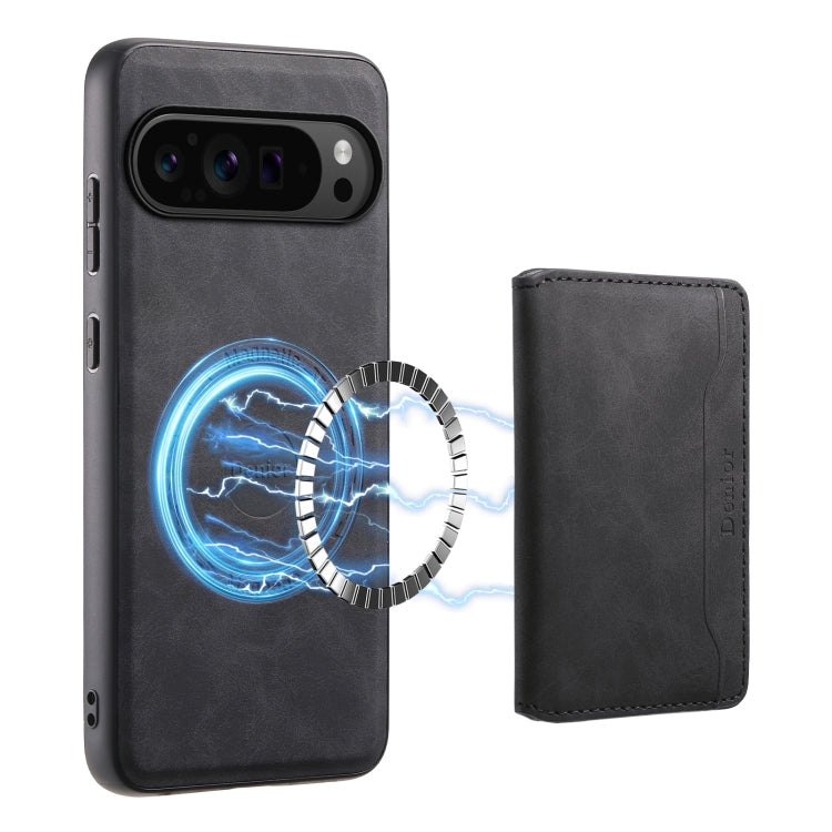 For Google Pixel 9 Pro Denior D13 Retro Texture Leather MagSafe Card Bag Phone Case(Black) - Google Cases by Denior | Online Shopping South Africa | PMC TechLife | Buy Now Pay Later Mobicred