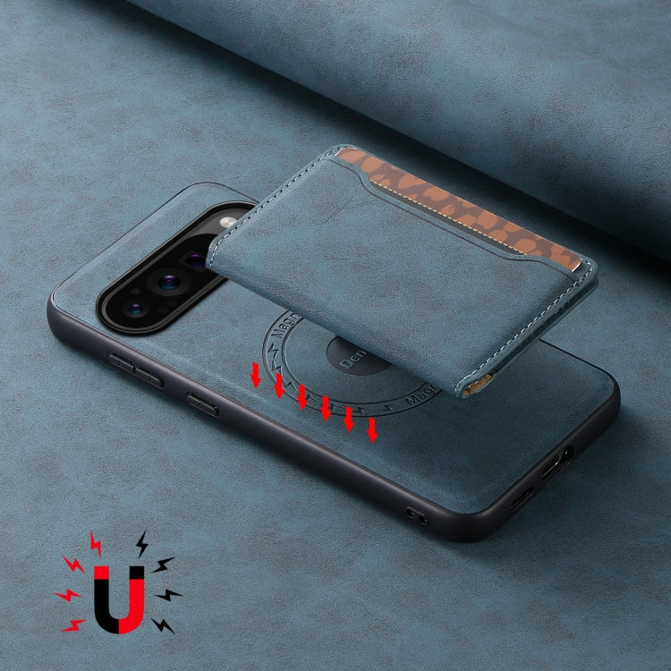 For Google Pixel 9 Pro Denior D13 Retro Texture Leather MagSafe Card Bag Phone Case(Blue) - free shipping - PMC TechLife - Order now!