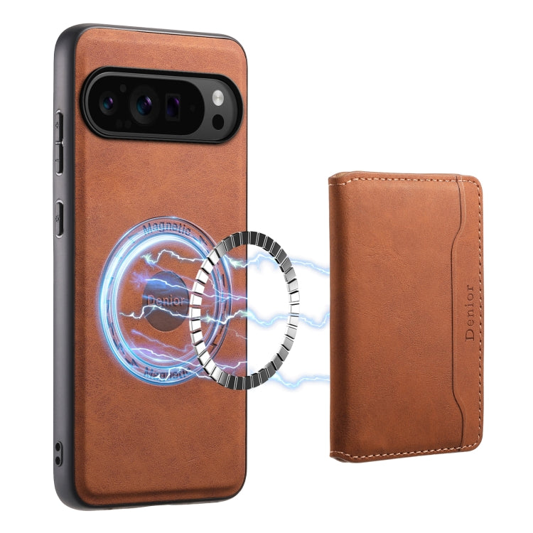 For Google Pixel 9 Pro Denior D13 Retro Texture Leather MagSafe Card Bag Phone Case(Brown) - free shipping - PMC TechLife - Order now!