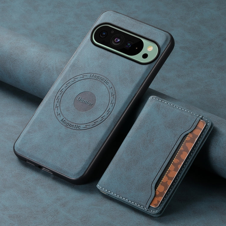 For Google Pixel 9 Denior D13 Retro Texture Leather MagSafe Card Bag Phone Case(Blue) - free shipping - PMC TechLife - Order now!