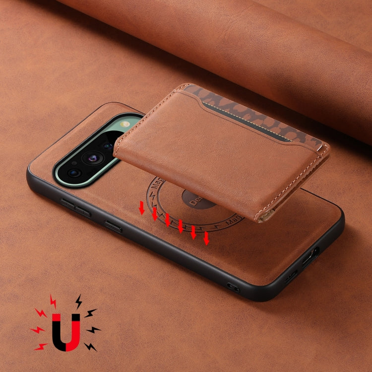 For Google Pixel 9 Denior D13 Retro Texture Leather MagSafe Card Bag Phone Case(Brown) - free shipping - PMC TechLife - Order now!