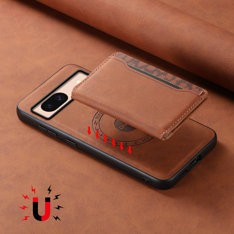 For Google Pixel 8a Denior D13 Retro Texture Leather MagSafe Card Bag Phone Case(Brown) - free shipping - PMC TechLife - Order now!