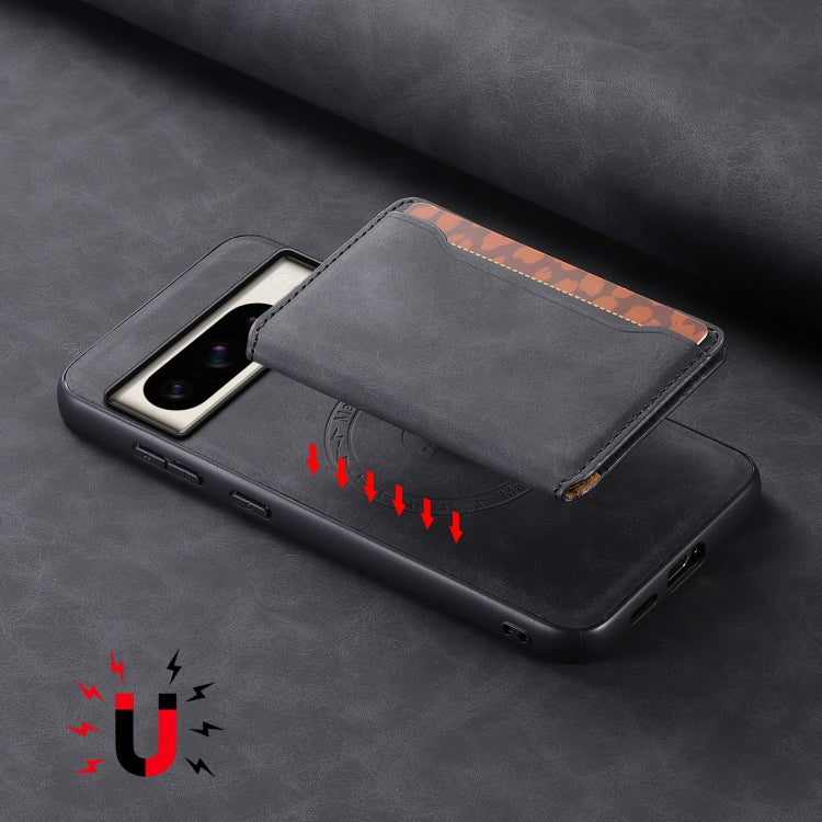 For Google Pixel 8 Pro Denior D13 Retro Texture Leather MagSafe Card Bag Phone Case(Black) - Google Cases by Denior | Online Shopping South Africa | PMC TechLife | Buy Now Pay Later Mobicred