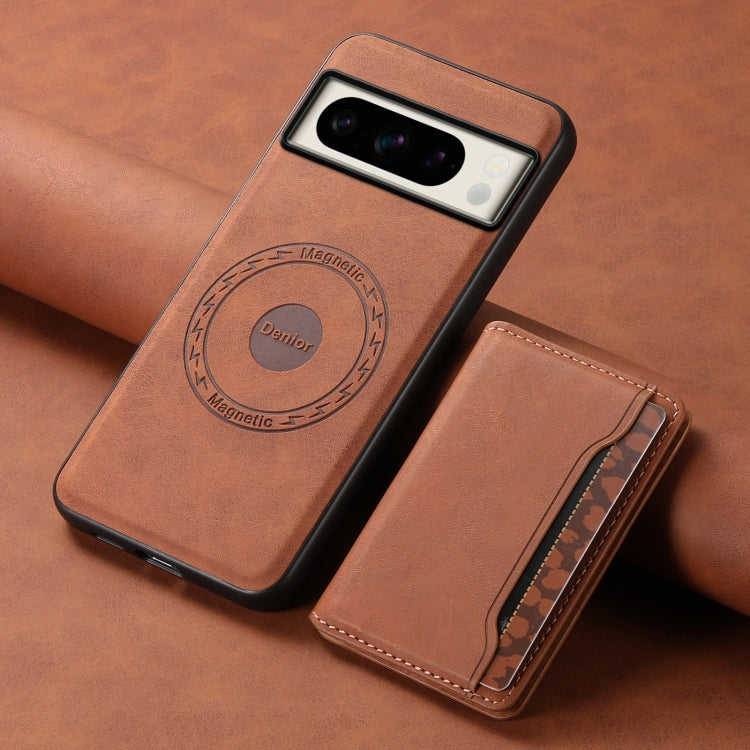 For Google Pixel 8 Pro Denior D13 Retro Texture Leather MagSafe Card Bag Phone Case(Brown) - Google Cases by Denior | Online Shopping South Africa | PMC TechLife | Buy Now Pay Later Mobicred