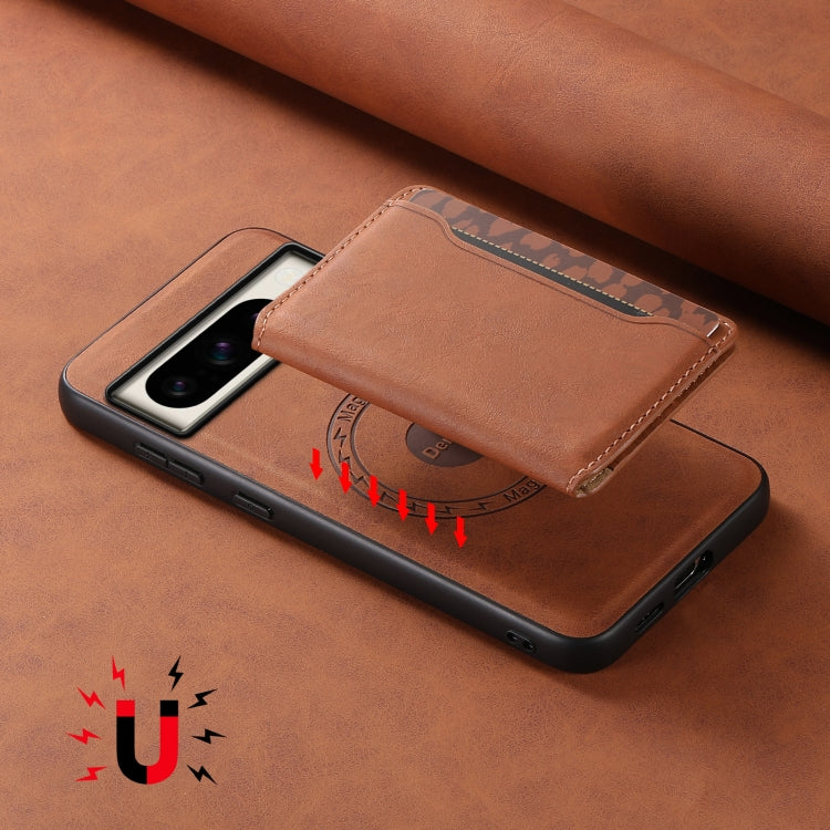 For Google Pixel 8 Pro Denior D13 Retro Texture Leather MagSafe Card Bag Phone Case(Brown) - Google Cases by Denior | Online Shopping South Africa | PMC TechLife | Buy Now Pay Later Mobicred