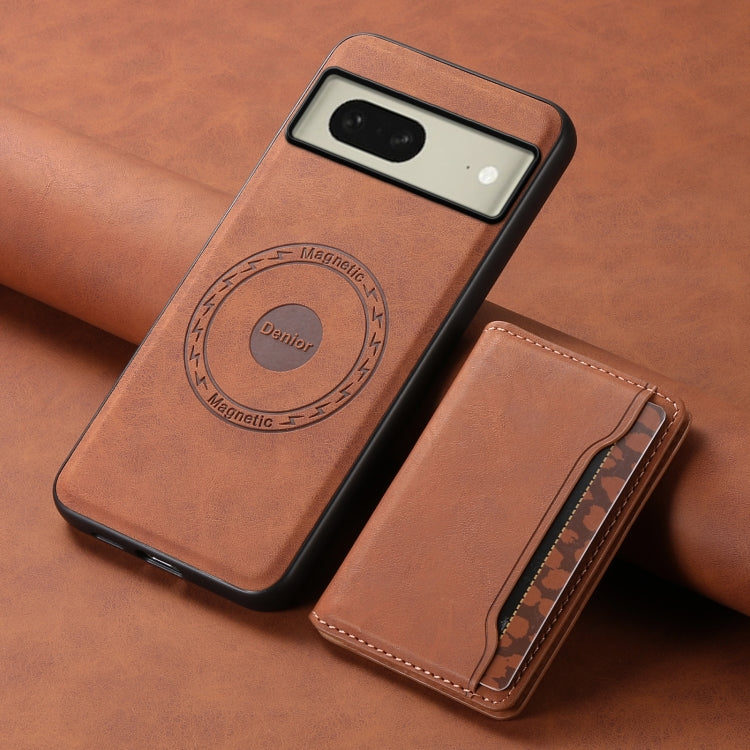 For Google Pixel 8 Denior D13 Retro Texture Leather MagSafe Card Bag Phone Case(Brown) - Google Cases by Denior | Online Shopping South Africa | PMC TechLife | Buy Now Pay Later Mobicred