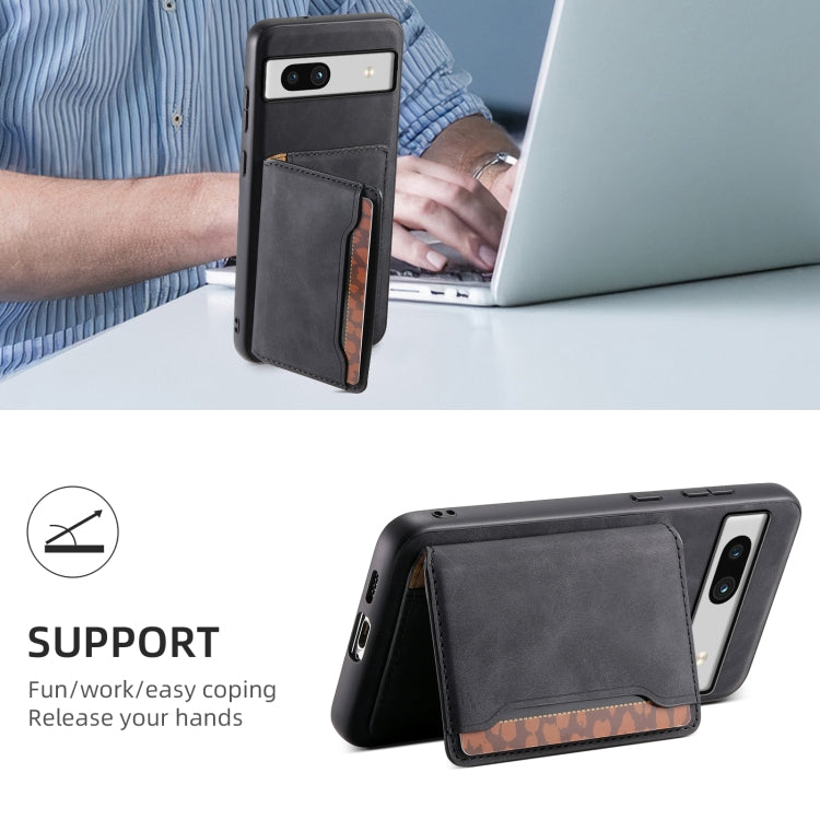 For Google Pixel 7a Denior D13 Retro Texture Leather MagSafe Card Bag Phone Case(Black) - free shipping - PMC TechLife - Order now!