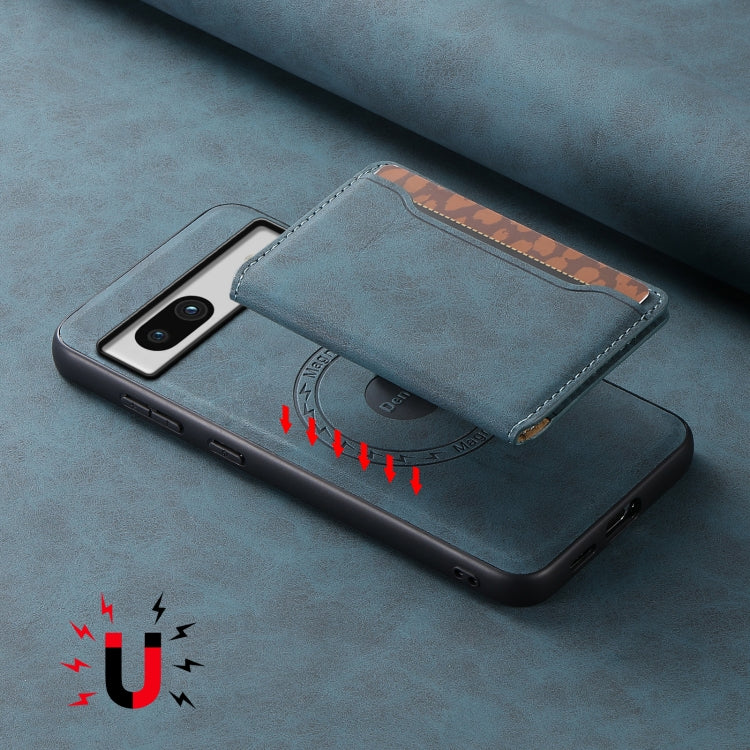 For Google Pixel 7a Denior D13 Retro Texture Leather MagSafe Card Bag Phone Case(Blue) - free shipping - PMC TechLife - Order now!