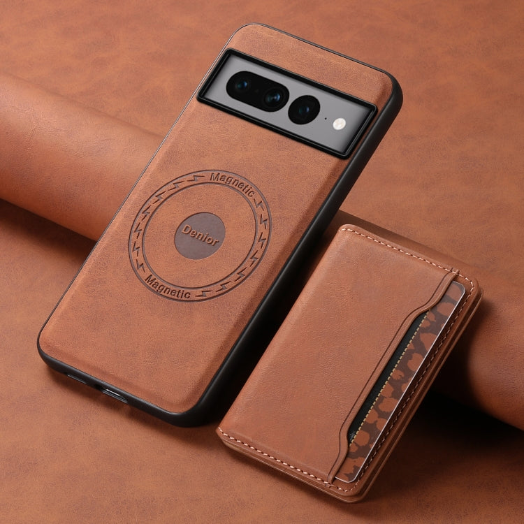 For Google Pixel 7 Pro 5G Denior D13 Retro Texture Leather MagSafe Card Bag Phone Case(Brown) - free shipping - PMC TechLife - Order now!