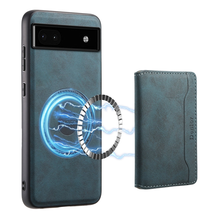 For Google Pixel 6a Denior D13 Retro Texture Leather MagSafe Card Bag Phone Case(Blue) - free shipping - PMC TechLife - Order now!