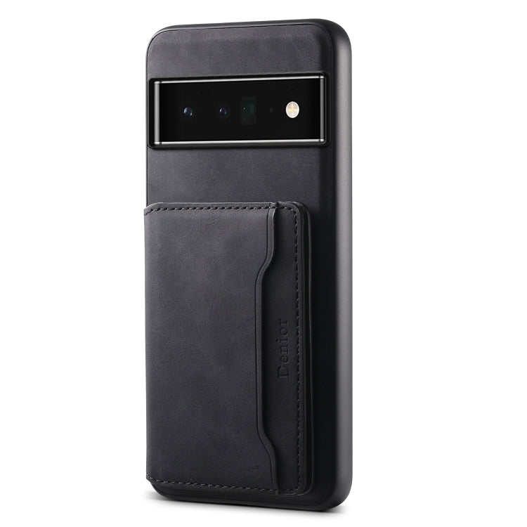 For Google Pixel 6 Pro Denior D13 Retro Texture Leather MagSafe Card Bag Phone Case(Black) - Google Cases by Denior | Online Shopping South Africa | PMC TechLife | Buy Now Pay Later Mobicred