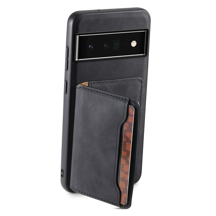 For Google Pixel 6 Pro Denior D13 Retro Texture Leather MagSafe Card Bag Phone Case(Black) - Google Cases by Denior | Online Shopping South Africa | PMC TechLife | Buy Now Pay Later Mobicred