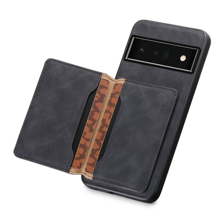 For Google Pixel 6 Pro Denior D13 Retro Texture Leather MagSafe Card Bag Phone Case(Black) - Google Cases by Denior | Online Shopping South Africa | PMC TechLife | Buy Now Pay Later Mobicred