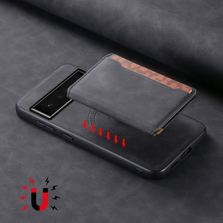 For Google Pixel 6 Pro Denior D13 Retro Texture Leather MagSafe Card Bag Phone Case(Black) - Google Cases by Denior | Online Shopping South Africa | PMC TechLife | Buy Now Pay Later Mobicred
