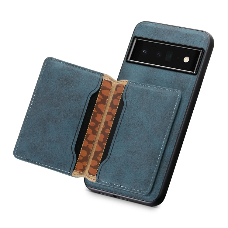 For Google Pixel 6 Pro Denior D13 Retro Texture Leather MagSafe Card Bag Phone Case(Blue) - Google Cases by Denior | Online Shopping South Africa | PMC TechLife | Buy Now Pay Later Mobicred