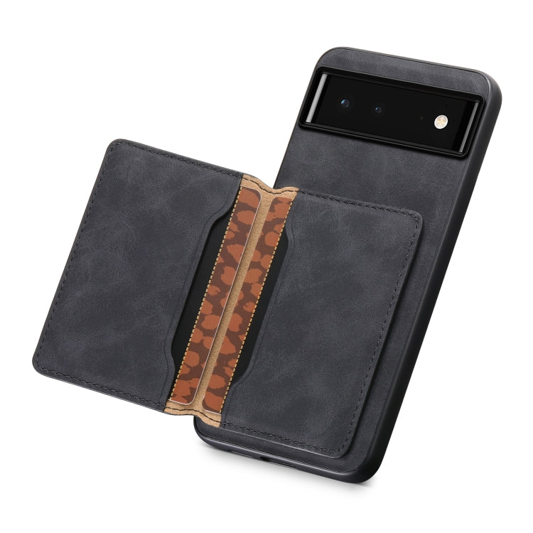For Google Pixel 6 Denior D13 Retro Texture Leather MagSafe Card Bag Phone Case(Black) - Google Cases by Denior | Online Shopping South Africa | PMC TechLife | Buy Now Pay Later Mobicred