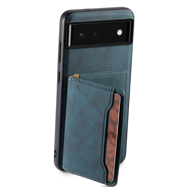 For Google Pixel 6 Denior D13 Retro Texture Leather MagSafe Card Bag Phone Case(Blue) - Google Cases by Denior | Online Shopping South Africa | PMC TechLife | Buy Now Pay Later Mobicred