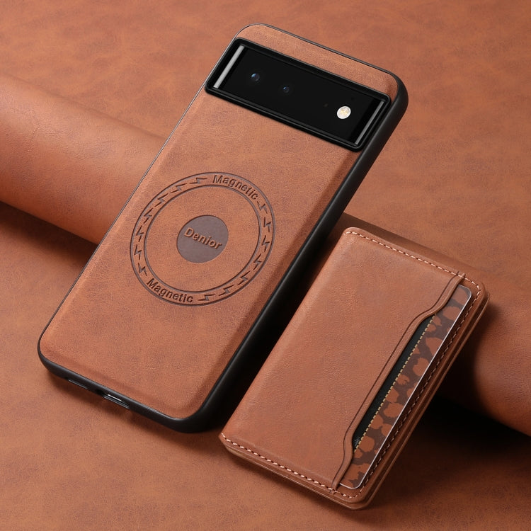 For Google Pixel 6 Denior D13 Retro Texture Leather MagSafe Card Bag Phone Case(Brown) - Google Cases by Denior | Online Shopping South Africa | PMC TechLife | Buy Now Pay Later Mobicred
