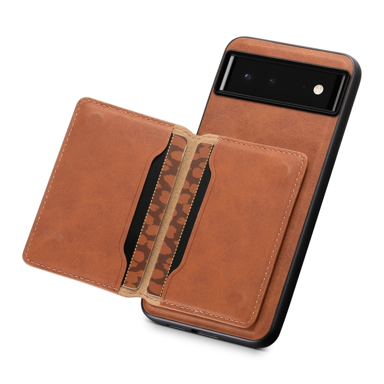 For Google Pixel 6 Denior D13 Retro Texture Leather MagSafe Card Bag Phone Case(Brown) - Google Cases by Denior | Online Shopping South Africa | PMC TechLife | Buy Now Pay Later Mobicred