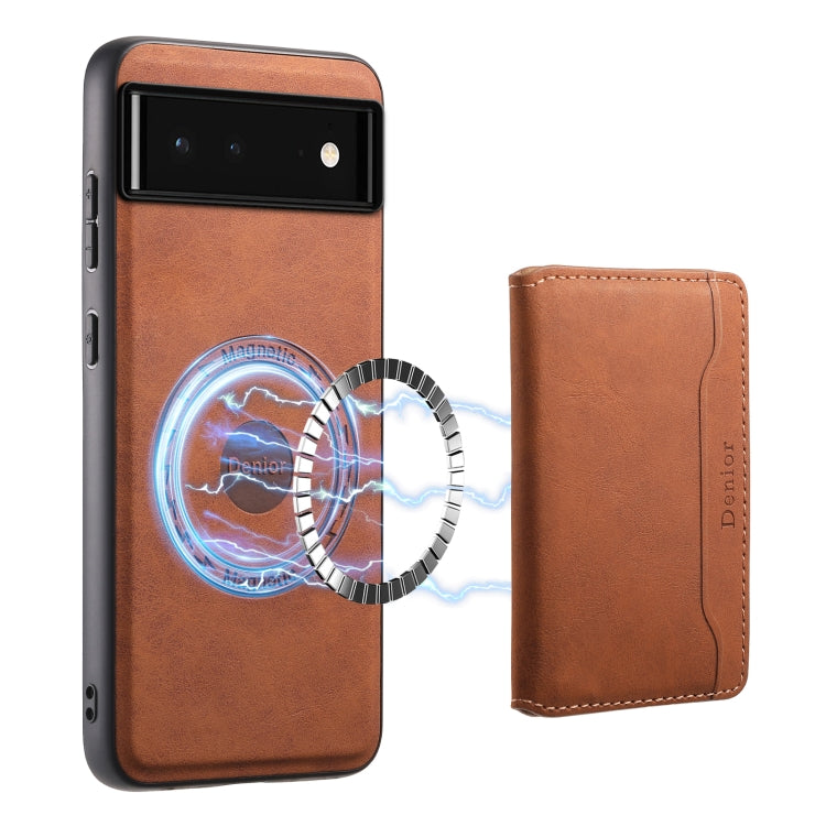 For Google Pixel 6 Denior D13 Retro Texture Leather MagSafe Card Bag Phone Case(Brown) - Google Cases by Denior | Online Shopping South Africa | PMC TechLife | Buy Now Pay Later Mobicred