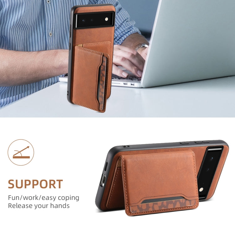 For Google Pixel 6 Denior D13 Retro Texture Leather MagSafe Card Bag Phone Case(Brown) - Google Cases by Denior | Online Shopping South Africa | PMC TechLife | Buy Now Pay Later Mobicred