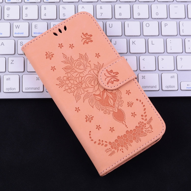 For iPhone 16e Butterfly Rose Embossed Leather Phone Case(Pink) - iPhone 16e Cases by PMC TechLife | Online Shopping South Africa | PMC TechLife | Buy Now Pay Later Mobicred